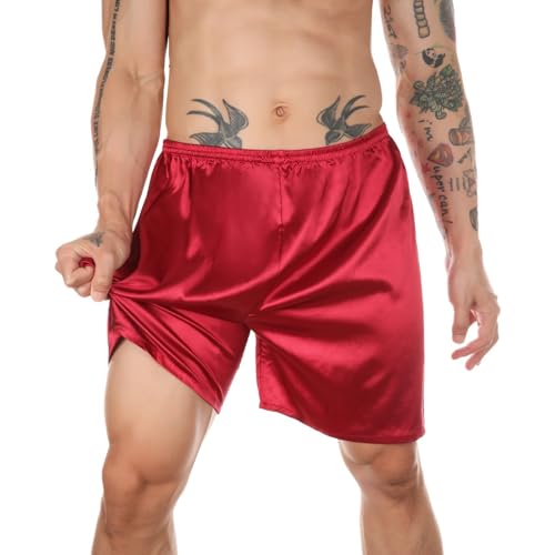 Mens Lounge Shorts Lightweight Plus Size Stretch Short Pants Elastic Waist Solid Color Pajamas Bottoms
