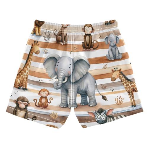 Boy Swim Trunks Cute Safari Animals Summer Beach Quick Dry Swimsuit Bathing Suit, 2-8T2
