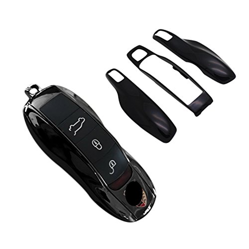 YaaGoo Key Case Shell Cover Fit for Porsche Boxster Cayman 911 Cayenne Macan,Black