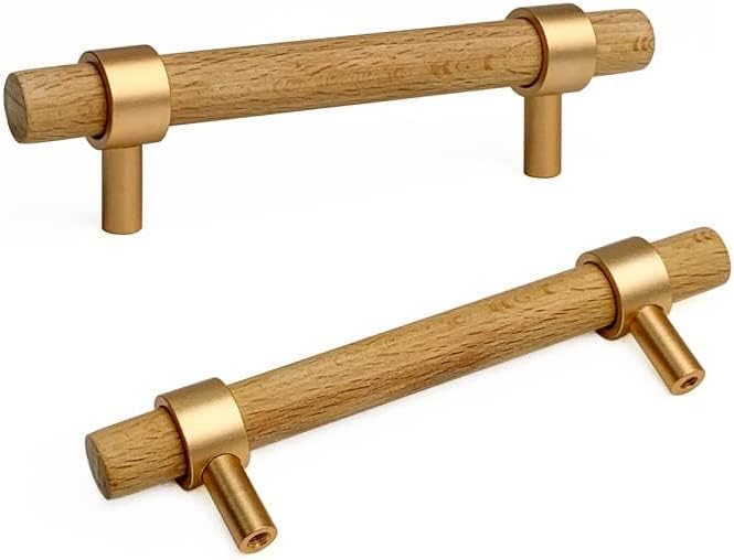 Paquete de 6 tiradores de madera para cajones, manijas de cajones de madera de haya, 3 pulgadas, accesorios de madera para armarios, aparadores con