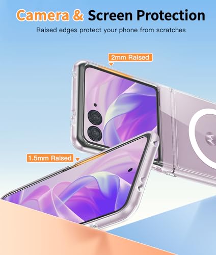 Image of FNTCASE for Motorola Razr 2026 /2025 Case: for Moto Razr 2024 Case Magnetic Clear Cases with Screen Protector Anti Yellowing Cell Phone Cover - Shockproof Protective Bumper Transparent Phonecase