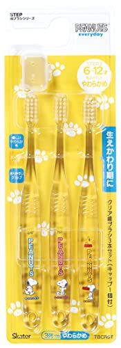 スケーター 歯ブラシ 小学生 6-12才 やわらかめ クリア 3本 スヌーピー 15.5cm TBCR6T-A