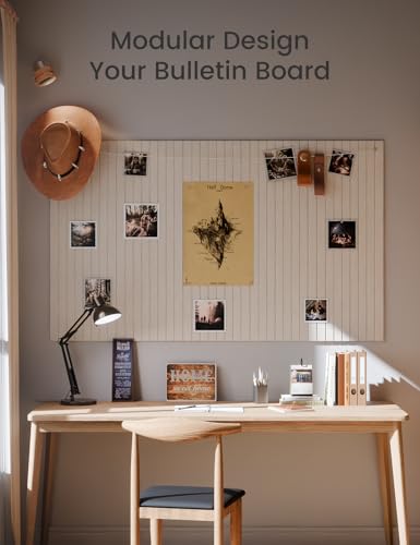 Fluxynara Large Felt Bulletin Board 36\" x 24\" Cork Board Alternative-6 Pack with 40 Safe Removable Adhesive Tabs, Cork Boards for Walls Cork Board for Home Office Classroom Pin Board (Oatmeal)