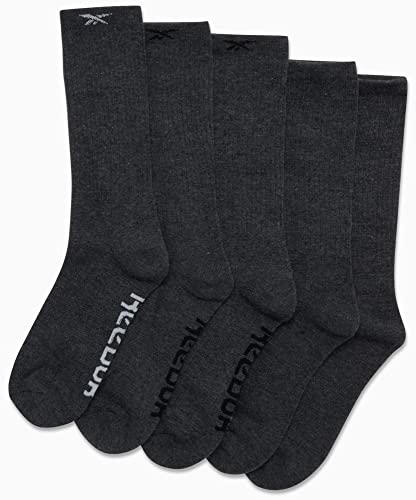Reebok Men's Athletic Performance Cushion Crew Socks With Moisture Control (10 Pack), Size 6-12.5, Grey #TOP1