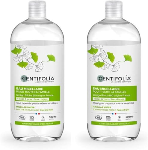 Eau micellaire Centifolia démaquillante waterproof lot de 2 flacons de 500 mL