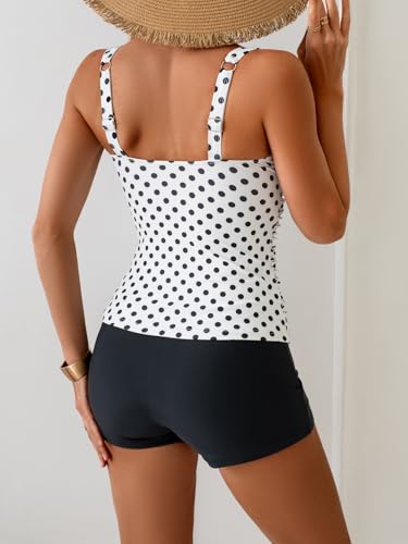 Image of B2prity Women's Tankini Swimsuit Tummy Control Ruched Two Piece Bathing Suit Push Up Modest Swim Suits with Shorts