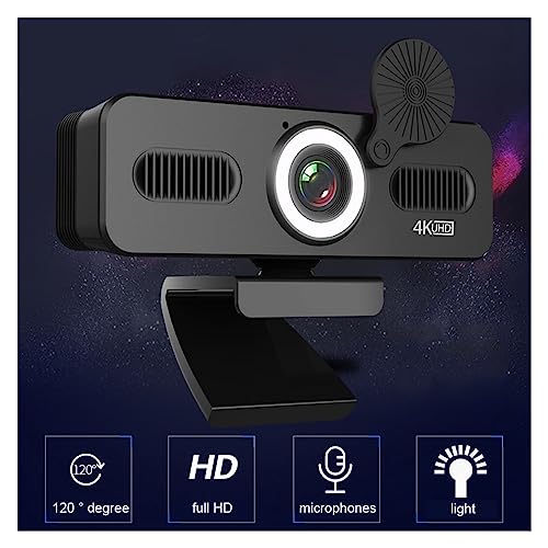 Caméra Web 4K USB avec microphone et mini couverture de protection