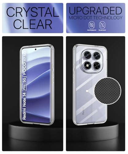 Image of WOW IMAGINE Transparent Back Cover Case for Redmi Note 14 Pro 5G | Poco X7 5G | Raised Bumps for Full Device & Camera Protection Shockproof TPU Silicone Back Case Mobile Cover - Transparent