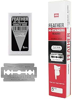 Feather Double Edge Safety Razor Blades - (100 Count) - Platinum Coated Hi-Stainless