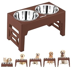 EliteField Elevated Dog Bowls (2-Year Warranty), Two 58 oz Stainless Steel Food Bowls, 5 Adjustable Raised Heights (4″, 9.5″, 10.5″, 11.5″, 12.75″) Suitable for Dogs of All Ages, Small to Large Sizes