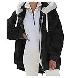 winter strickjacken für herren damen teddy-fleece hoodie plüsch kapuzenpullover winter warm pullover sweatshirt mit kapuzen fleecejacke plüschjacke kunstpelzjacke kapuzenjacke strickjacke faux fur pelzmantel reißverschluss teddy fleece mantel kapuze langarmshirt kordel taschen 