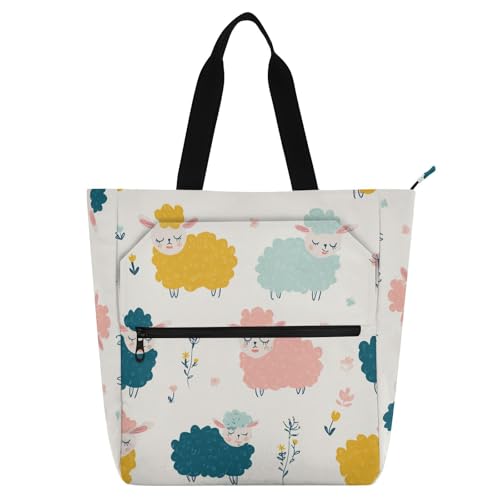 Sac fourre-tout pour enfants imperméable à motif agneau pour l'école et sorties