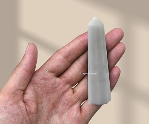 Image of Crystal Heaven Snow Quartz Crystal Tower Obelisk Point For Chakra, Healing And Balancing - Aaa Grade Original Certified Gemstone Agate For Reiki Meditation Yoga Spiritual (3-4 Inches)
