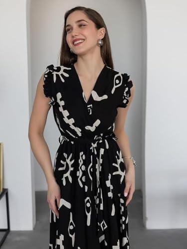 Image of ROYALICA Women's Pure Cotton Maxi Midi Dress Western Dress for Women Elegant Floral Printed Long Dresses | Soft & Breathable Fabric | Casual Trending Dress for Women