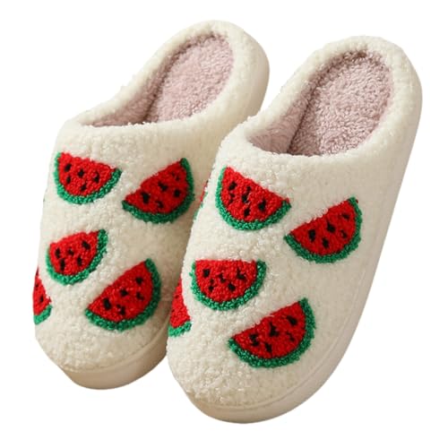 Image of FAYUEKEY House Slippers for Women Fuzzy Mens Fruit Series Strawberry Memory Foam slippers Bedroom Shoes