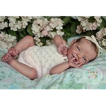 TERABITHIA 19 Inches So Truly Newborn Baby Dolls Hand Painted Hair & Vinyl Full Body Realistic Baby Doll Lifelike Reborn Smiling Girl with Floral Onesie & Poseable Magic