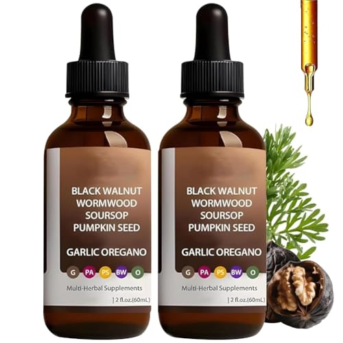 2PCS Black Walnut Wormwood Cleanse Drop Parasite Cleanse for Humans Parasite Cleanses with Wormwood Black Walnut and Clove for Gut Detox Cleanse (2pc*60ml)
