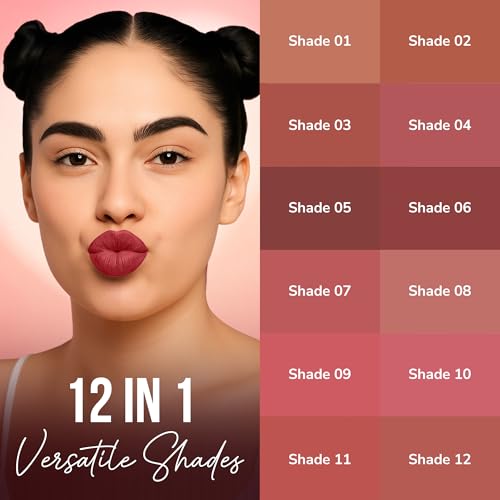 Image of Mila Beaute 12 Creamy Matte Mini Pout Party Lipstick Kit | Lip Hydrating & Light-weight | Long Lasting Lipsticks for Women | Suitable All Indian Tones - Nudes & Browns 14.4g (Pack of 2)