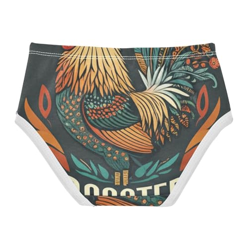 Vintage Rooster Floral Dark Green Little Girl Panties Girls Underwear Toddlers Cotton Designer Underpants Briefs 2t2