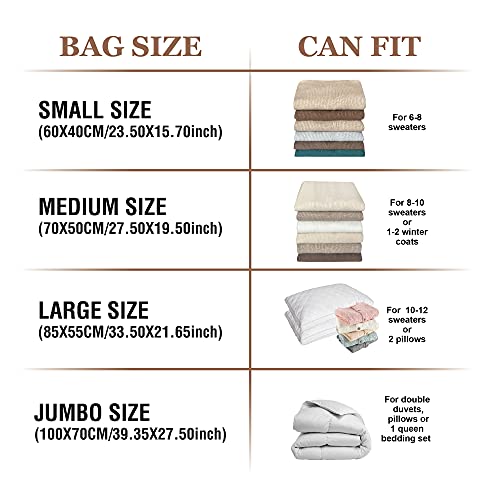 Image of Roomimaster Vacuum Storage Bags,10 Small Space Saver Bags Vacuum Seal /Sealer Bags With Pump For Clothes,Comforters,Blankets,Bedding,Pa+Polyethylene,White