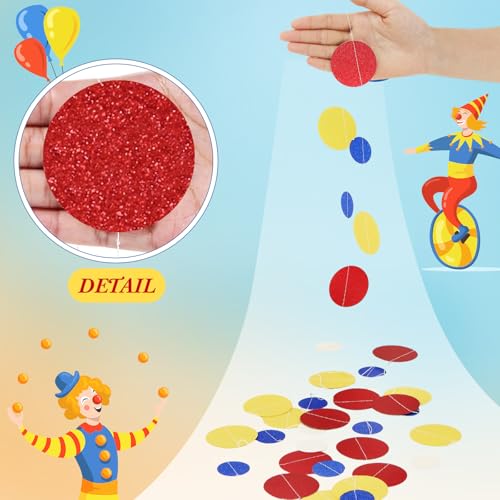Image of Outus 5 Pieces Colorful Circle Garland Banner Hanging Paper Dot Decorations for Classroom, Birthday Party, Baby Shower, Wedding Backdrop & Photo Booth Graduation Decor (Red,Blue,Yellow)