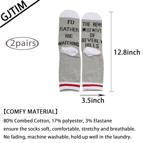 Image of GJTIM 2 Pairs RHOBH Inspired Gift I'd Rather Be Watching RHOBH TV Show Socks Gift for TV Series Lovers (Watching Hills)