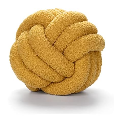 XVTRU Knot Ball Pillow Boucle Ball Throw Pillows Lamb Wool Handmade Knotted Ball Throw Pillows Home Decor Cushion Decorative Knotted Plush Pillow Cushion for Bedroom Sofa Couch Chair Ginger 11" Cover