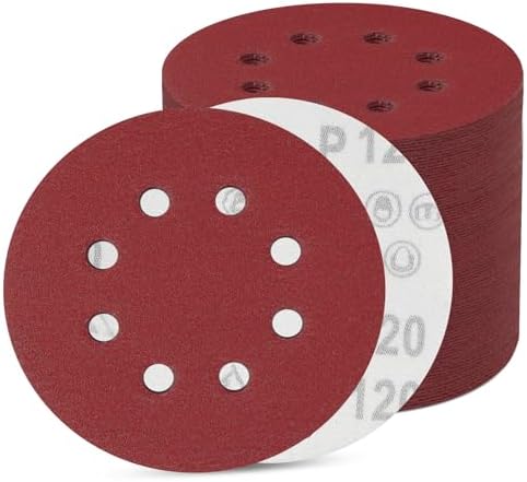 100 Stück Schleifpapier 125mm Klett, Schleifscheiben 8 Loch, Exzenter Runde Schleifpapier (100 Stück 120 Körnung)