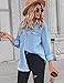 Zilcremo Women Denim Shirt Chambray Collared Jean Shirts Long Sleeve Pocket Button Down Blouses Blue S