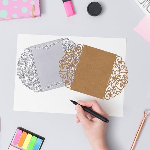 Lace Flower Metal Cutting Dies for Card Making, Wedding Invitation Card Border Die Cuts Carbon Steel Embossing Stencil Template Cutting Tools for DIY Scrapbooking Paper Card Photo Album Craft Supplies - Thumbnail 5