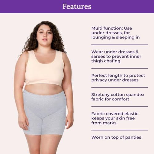 Image of Adira | Under Dress Shots for Women | Plus Size Women Tights Shorts | Soft & Comfy, Knitted Stretchy Fabric | Shorts for Dress | Women Inner Shorts | Plus Size | Pack of 2