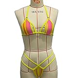 Conjunto de dos piezas de color liso suave para mujer, traje de baño anudado para ropa de playa triangular, espalda con tres divisiones