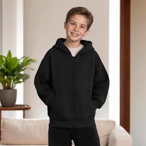 Zip Up Hoodies Solid Color Pocket Hooded Jackets Long Sleeve Drop Shoulder Outerwear Casual Lightweight Sweatshirts2