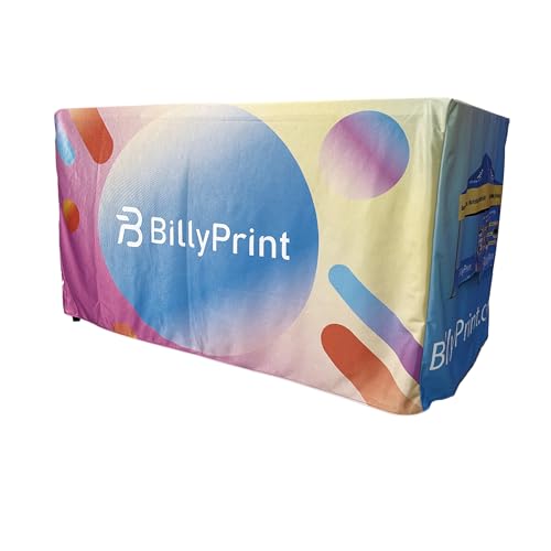 Custom Table Cloth with Business Logo 4FT 5FT 6FT 8FT Custom Table Runner for Tradeshow Events Birthday Wedding Anniversary Personalized Fitted Table Cover (Rectangle 6FT)