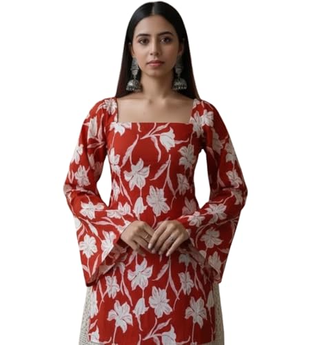 Image of Womens Pure Cotton Regular Floral Printed Top for Women