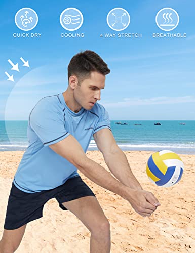 Men's Swim Shirts Short Sleeve Quick Dry Upf 50+ Sun Protection Rash Guard Beach Fishing T Shirts(Blue M) #TOP2