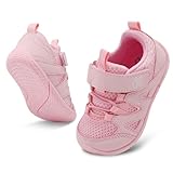 JIASUQI Toddler Shoes Boys Girls First Walking Shoes Non-Slip Lightweight Baby Sneakers Infant Casual Breathable Sneaker(Pink 130,12-18 Months)
