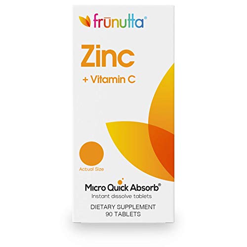 Frunutta Zinc + Vitamin C Supplement, Supports Immune System – Pure, Sugar-Free, Non-Gmo, Vegetarian – Instant Dissolve Tablets For Children And Adults, 90 Tablets #TOP26