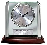 Engraved Clock with Silver Post Suspended on Acrylic Silver Engraving Plate Personalized Retirement...