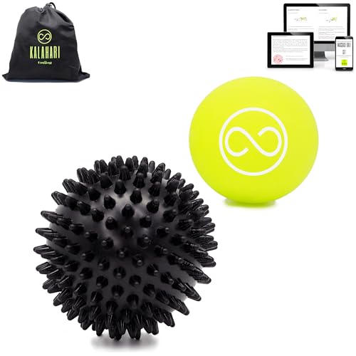 KALAHARI Balles de Massage, Boules à Picots et Lacrosse plus Ebook d’exercices en Français – pour Automassage myofascial, Fasciite plantaire, Dos,...