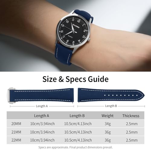 ULLCHRO Watch Strap Watch Band 20mm 22mm Man Waterproof Quick Release Bands Sport Replacement Strap Soft FKM Rubber Watchband (21mm, Navy Blue) by ULLCHRO - Used condition - Image 5
