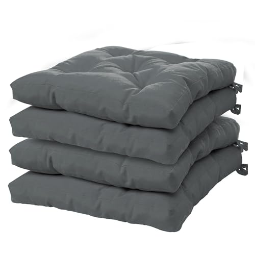 Viste tu hogar Pack 4 Cojines para Silla, 40x40x5 CM, Efecto Tridimensional, Relleno de 100% Poliéster, Ideal para Comedor, Terraza, Salón y Restaurante, Color Gris Oscuro, Fabricado en España