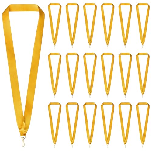 Taiyin 30 Pieces Award Ribbon Medal Ribbons Neck Ribbons for Medals Flat Medal Lanyards Ribbon Lanyard with Snap Clips for Competitions Sports Meeting Party Student Awards (Gold)