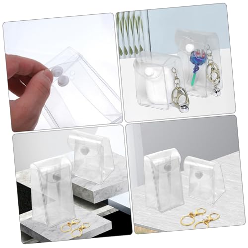 Anneome 4個 クリアフィギュアドールケース キーホルダー付き 小型透明収納バッグ 口紅や小物入れに バッグ掛け可能 便利で多機能な収納ポ