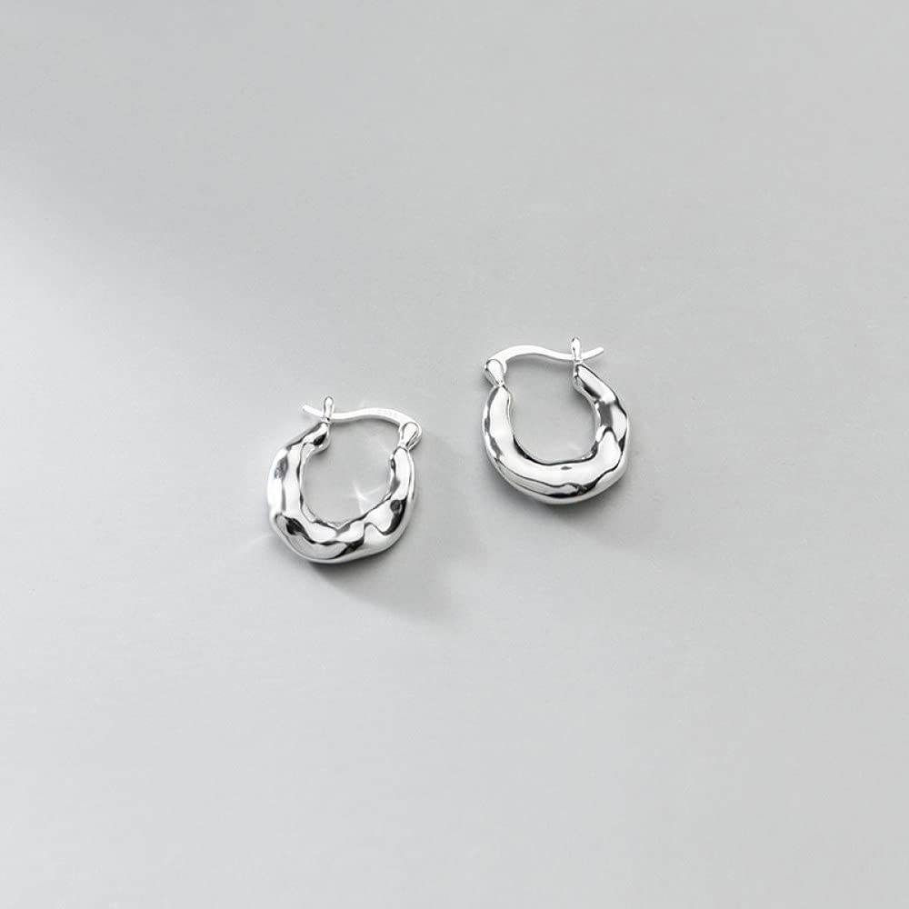 Ohrringe Silber 925 Creolen, Kreative Glänzende Unregelmäßige Stoßmuster Persönlichkeit Hypoallergene Klappbare Ohrringe Exquisite Kreis Endlosschleife Schmuck Für Dame Männer Mädchen Freun