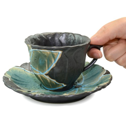Amazon | 有田焼 大乗窯 黒土楽花紋 コーヒーカップ＆ソーサー/珈琲碗  