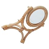 Miroir en rotin - miroir de maquillage de table en rotin simple avec un look élégant et rustique qui montrera votre tempérament, miroir de bureau en osier