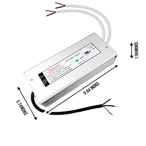 Image of 200W Power Supply Transformer Adapter /LED Driver- Waterproof IP67 100V-240V AC to 12V DC High-Efficiency- UL Listed, for LED Lights, Outdoor Lights with 3 Years Warranty