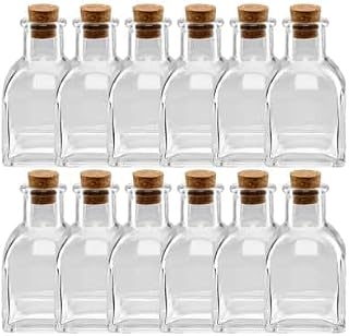 Ashland 4” Glass Mini Bottle with Cork Decorative Jar for Weddings, Parties, Home Décor, Arts & Crafts - Bulk 12 Pack