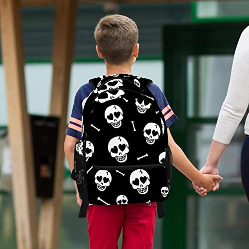 Sac à dos tête de mort robuste avec trousse zippée anti-perte d'affaires
